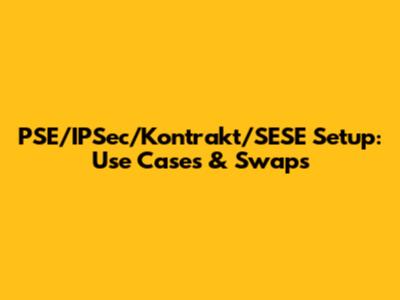 PSE/IPSec/Kontrakt/SESE Setup: Use Cases & Swaps