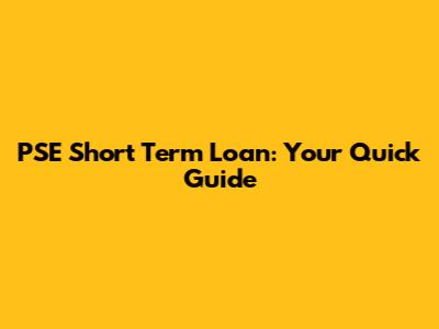 PSE Short Term Loan: Your Quick Guide