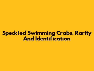 Speckled Swimming Crabs: Rarity And Identification